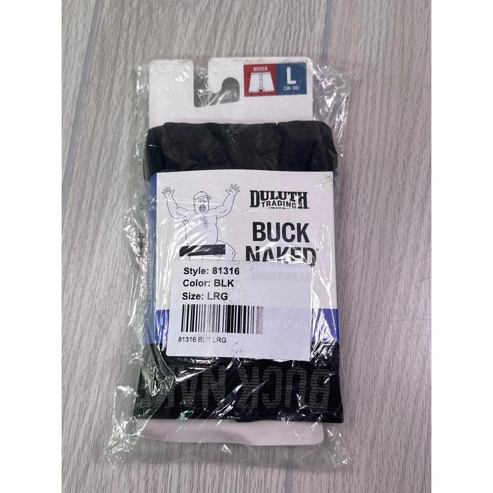 Duluth Trading Co Buck Naked Men Black Boxer Underwear 81316 Large L 36-38 NEW